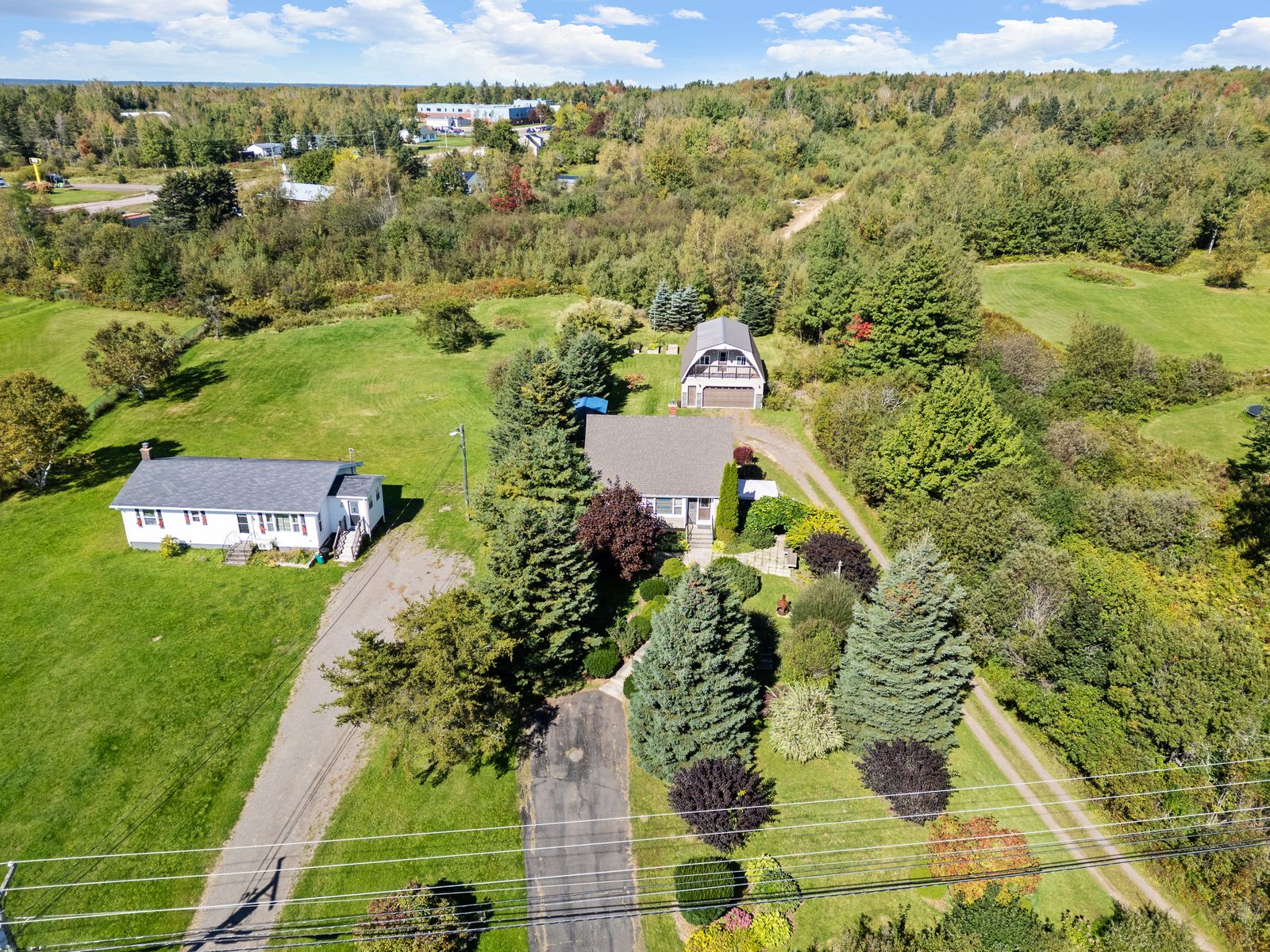 Aerial view — house and garage